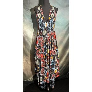 Alice + Olivia Kora Mixed Baroque Print Maxi Dress V Neck‎ Sleeveless Size 6